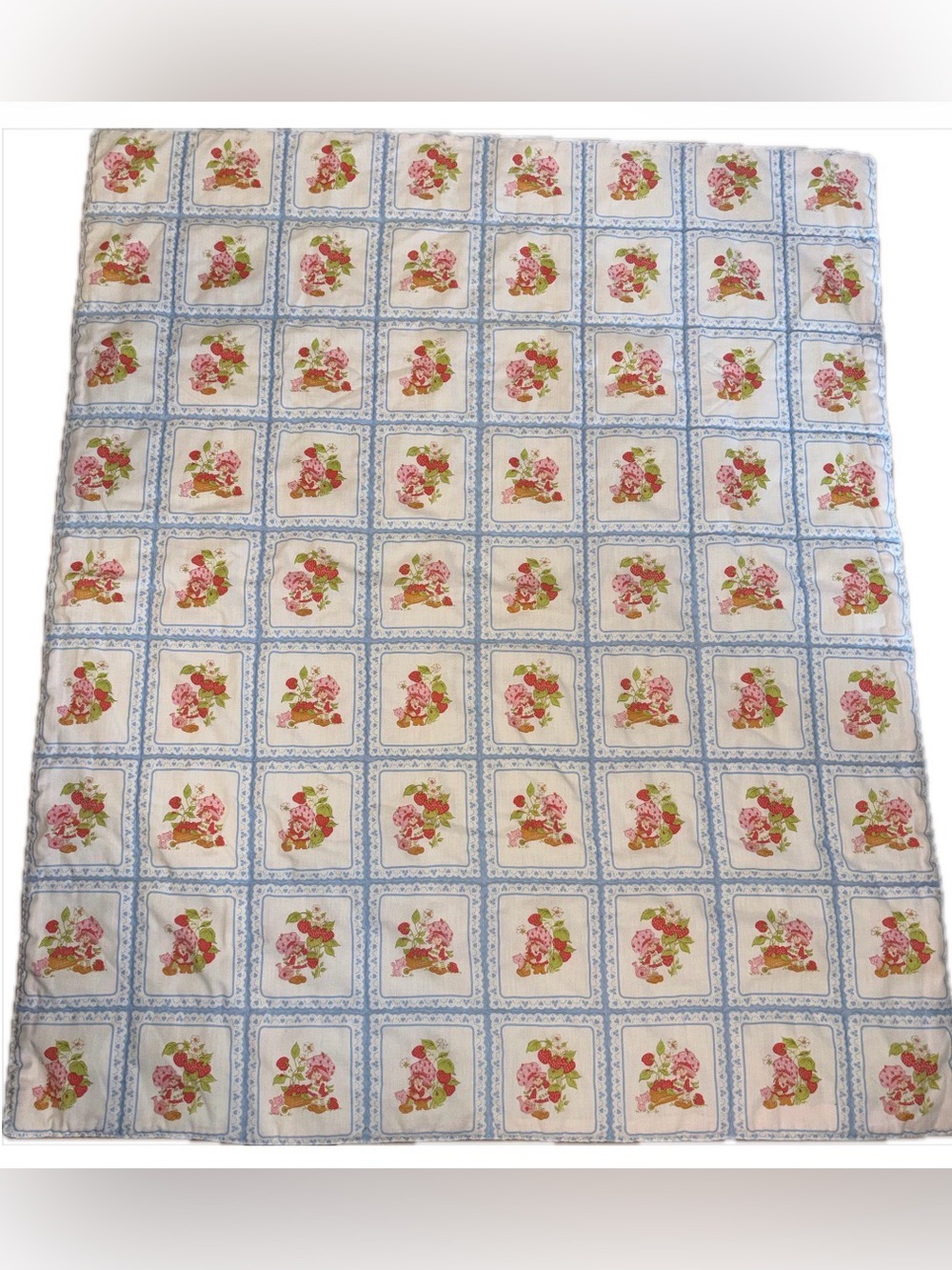 Strawberry Shortcake Blanket Handmade Strawberry Shortcake Baby Quilt 1980s VTG